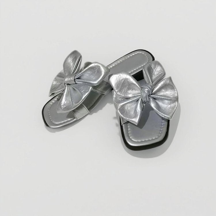 2026 New Fashion Bow Slip-On Slide Sandals, Versatile Open To Outdoor Women Shoes