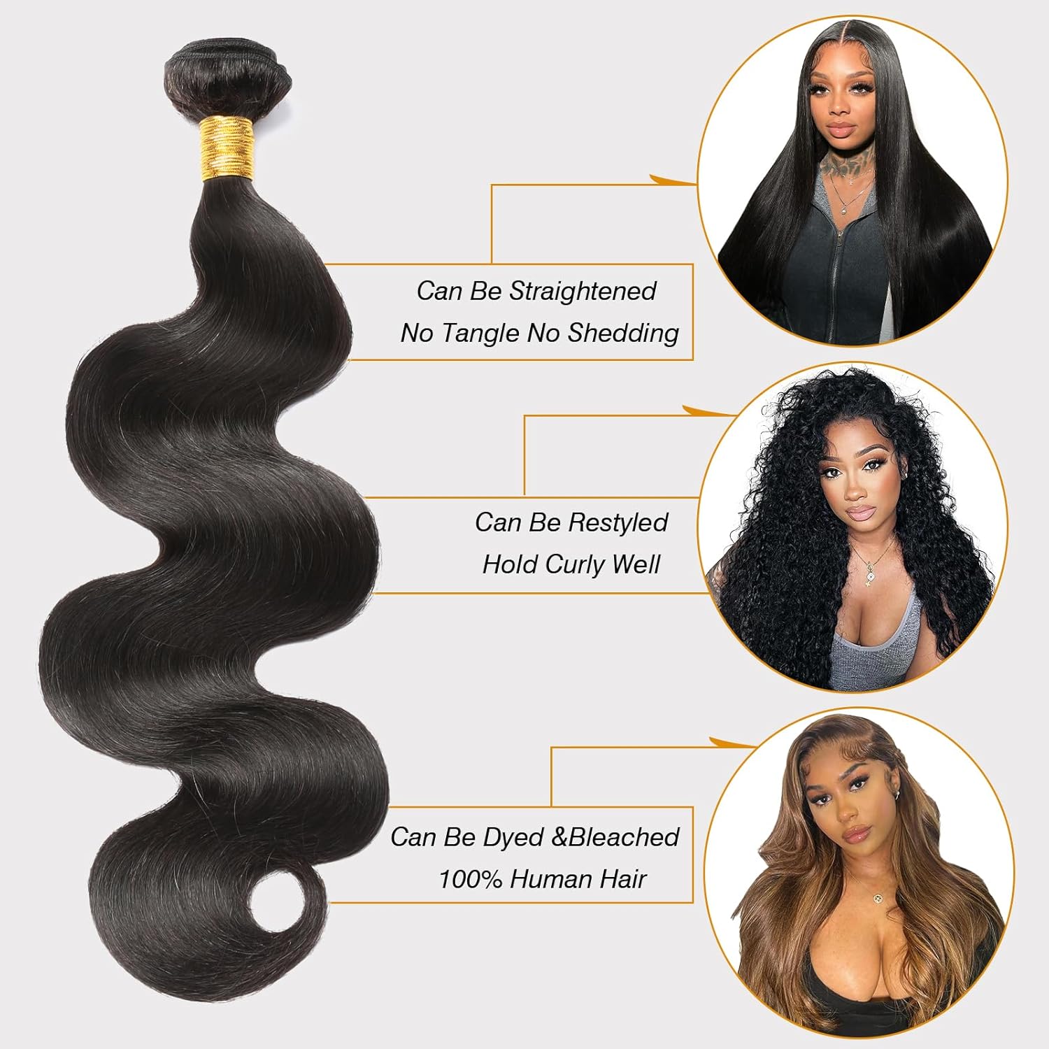 Glueless Body Wave Human Hair Bundles For Daily Wear10A Virgin Remy Hair Weave Soft & Thick Natural BlackHuman Hair Extensions 24 Inches