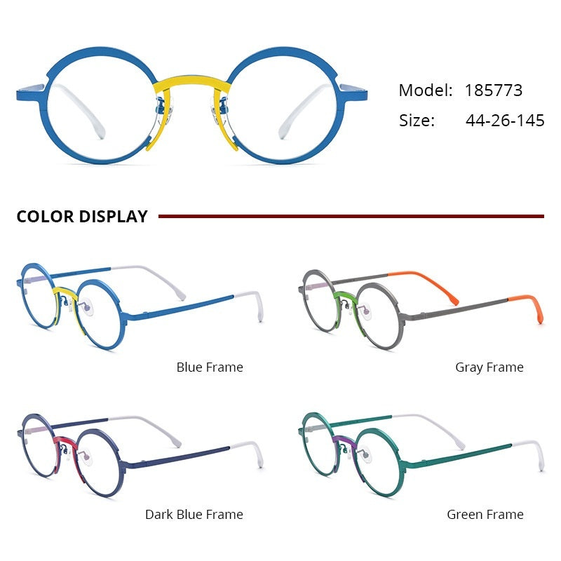 Borui Multi-color Ultra-light Pure Titanium Myopia Glasses Frame, Unisex Small Niche Versatile Round Optical Glasses