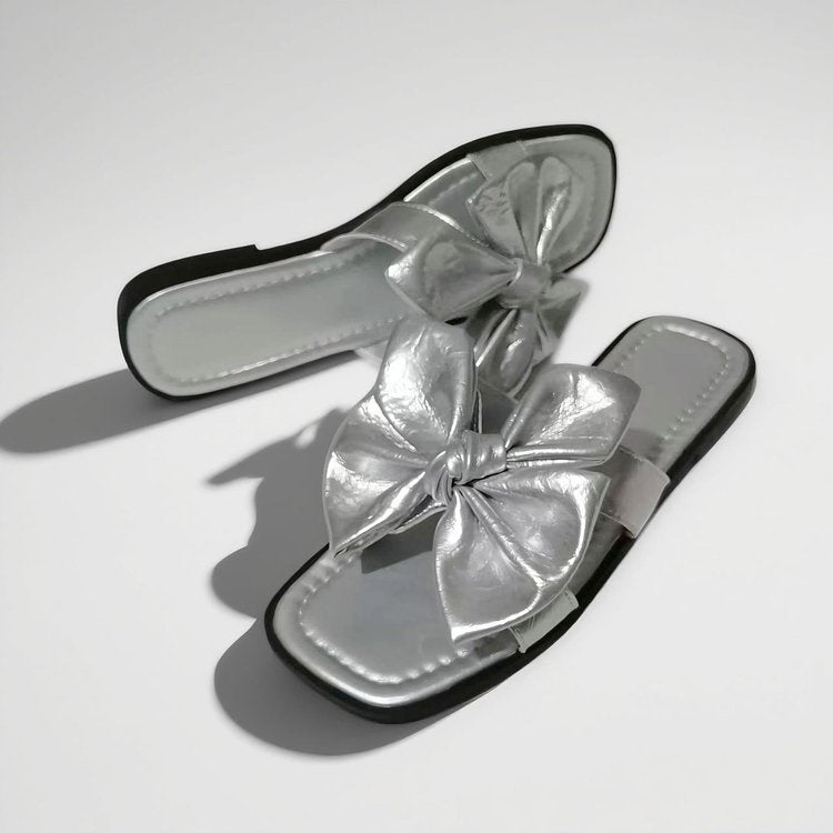2026 New Fashion Bow Slip-On Slide Sandals, Versatile Open To Outdoor Women Shoes