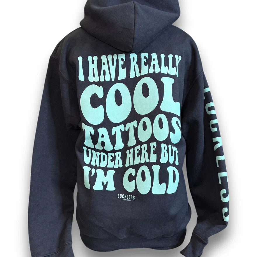 Cool Tattoos Hoodie | Black - Mint - Pink
