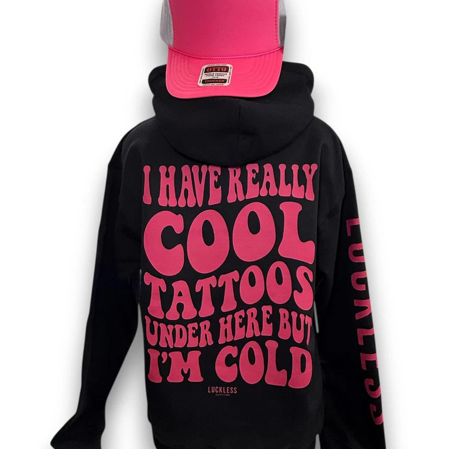 Cool Tattoos Hoodie | Black - Mint - Pink