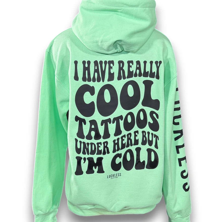 Cool Tattoos Hoodie | Black - Mint - Pink