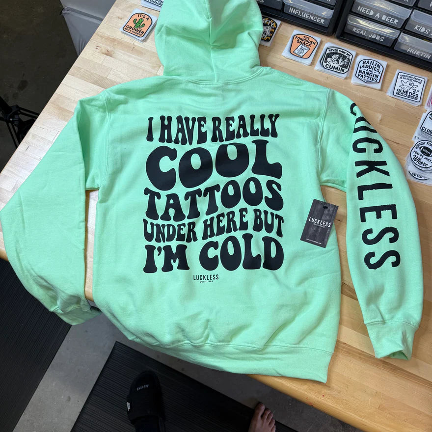 Cool Tattoos Hoodie | Black - Mint - Pink
