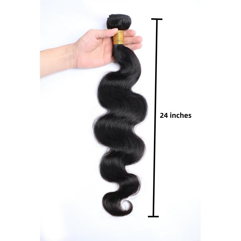Glueless Body Wave Human Hair Bundles For Daily Wear10A Virgin Remy Hair Weave Soft & Thick Natural BlackHuman Hair Extensions 24 Inches